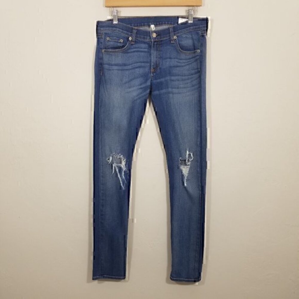 Rag & Bone Skinny Jeans Distressed Stretch Blue Size 29